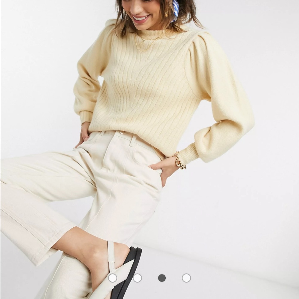 ASOS NWOT cream puff sleeve sweater